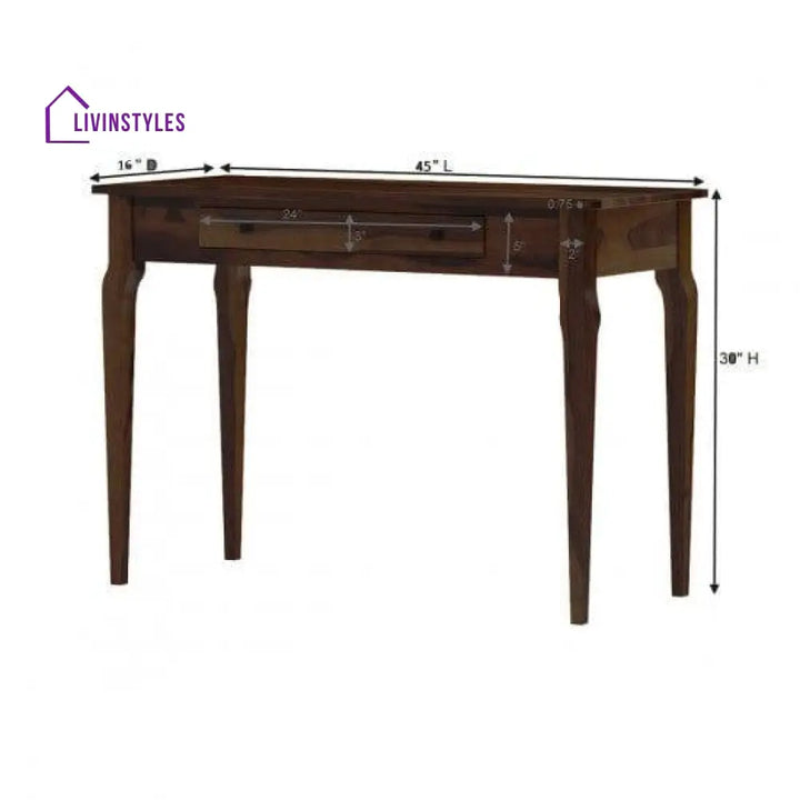 Solid Sheesham Wood Modern Console Table (Standard Walnut Finish)