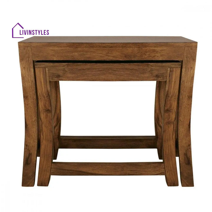 Solid Sheesham Wood Nested Tables In Honey Finish