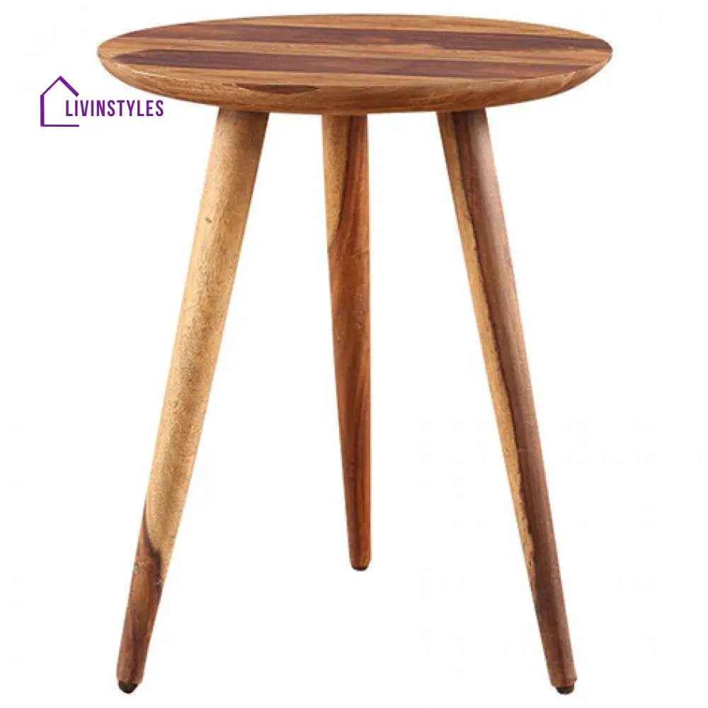 Solid Sheesham Wood Tripod End Table | Stool Side Corner Sofa (Honey)