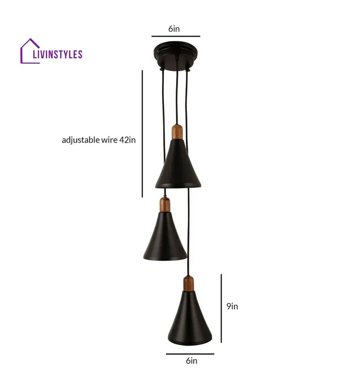 Sonnico Wood 3 Cluster Pendant Light Hanging Lamp