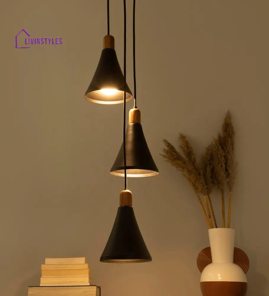 Sonnico Wood 3 Cluster Pendant Light Hanging Lamp