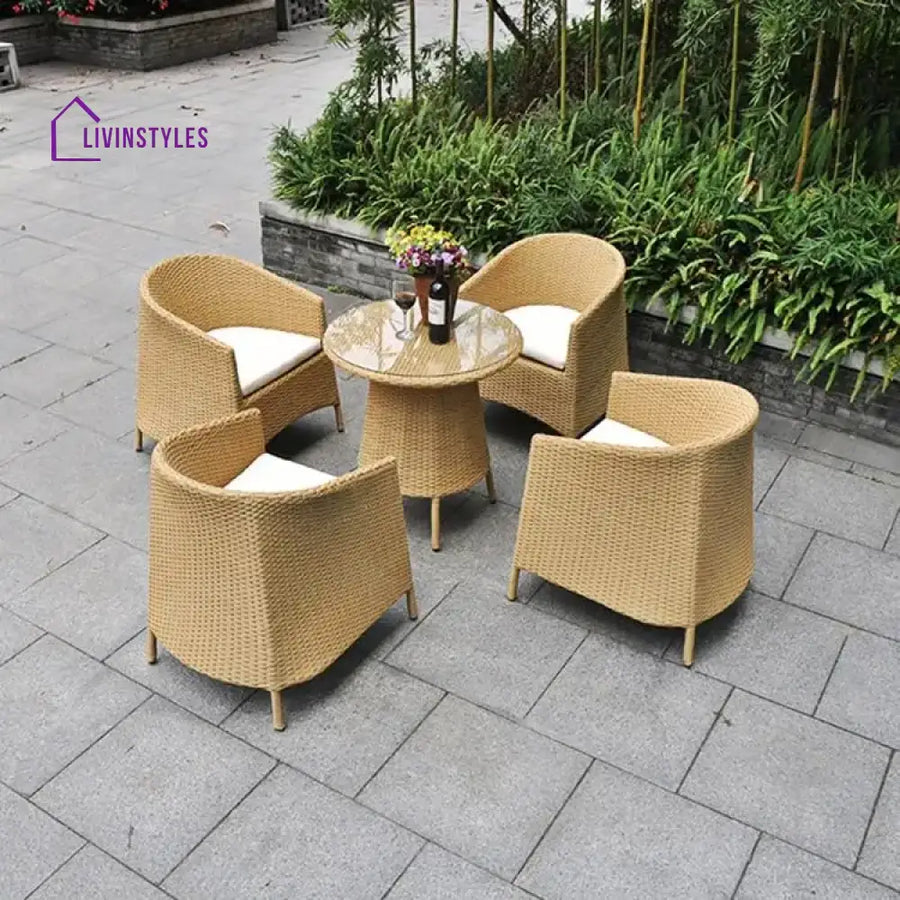 Sonu Outdoor Patio Seating Set 4 Chairs And 1 Table (Honey) Coffee Sets