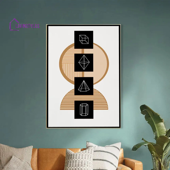 Sophisticated Black And Gold Art Abstract Printed Wall Painting