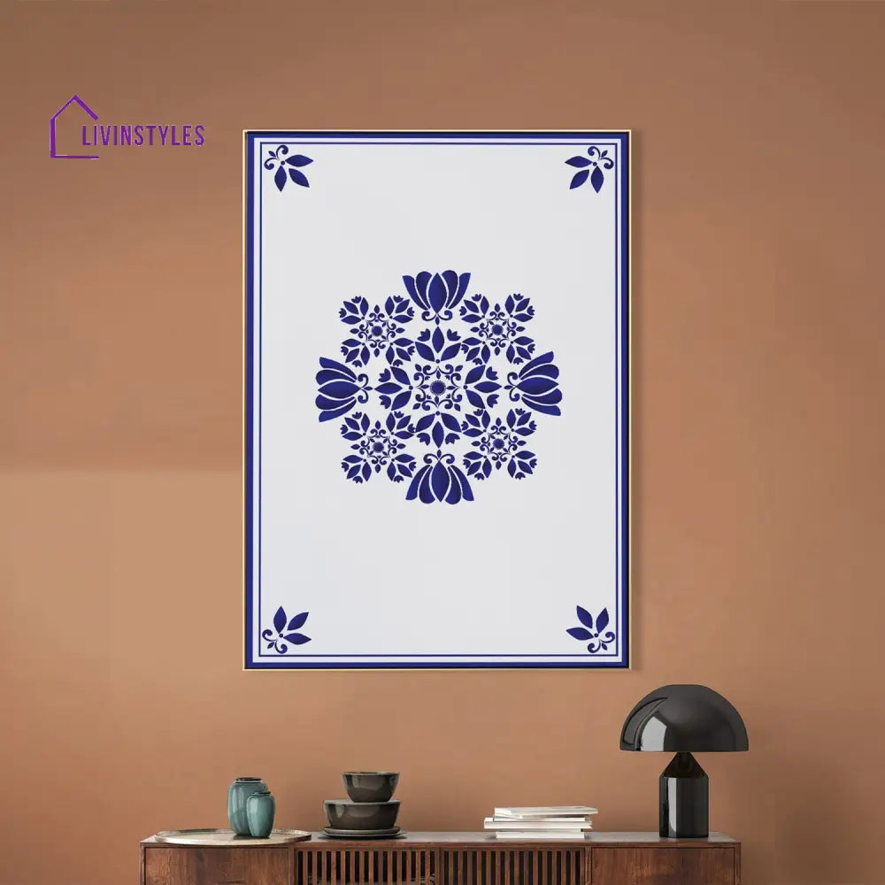 Sophisticated Blue Floral Canvas Print Wall Painting