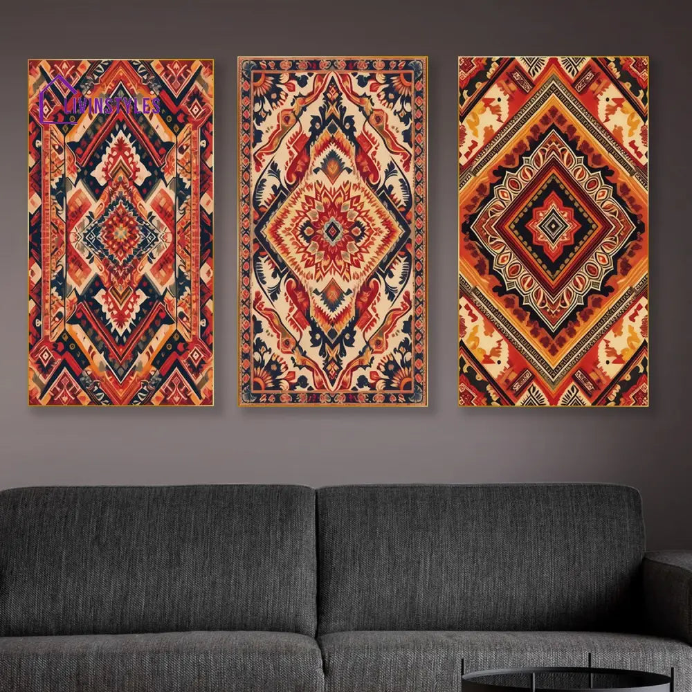 Southwestern Geometric Canvas Art Set Of 3 Printed Wall Painting