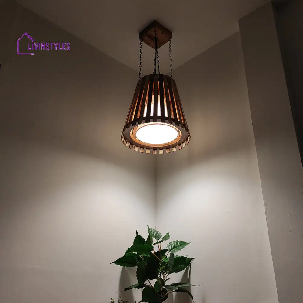 Soyuz Beige And Brown Wooden Single Hanging Lamp Lamps