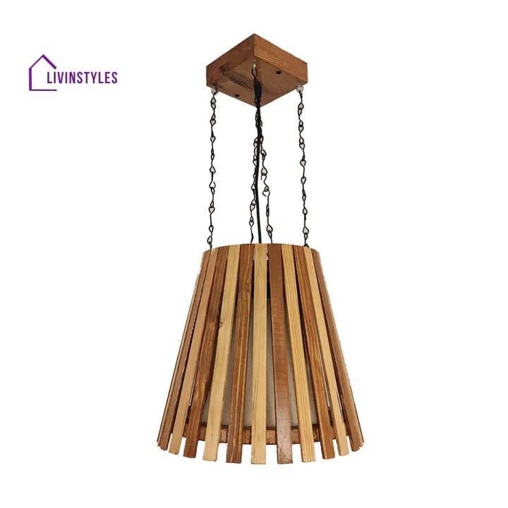 Soyuz Beige And Brown Wooden Single Hanging Lamp Lamps