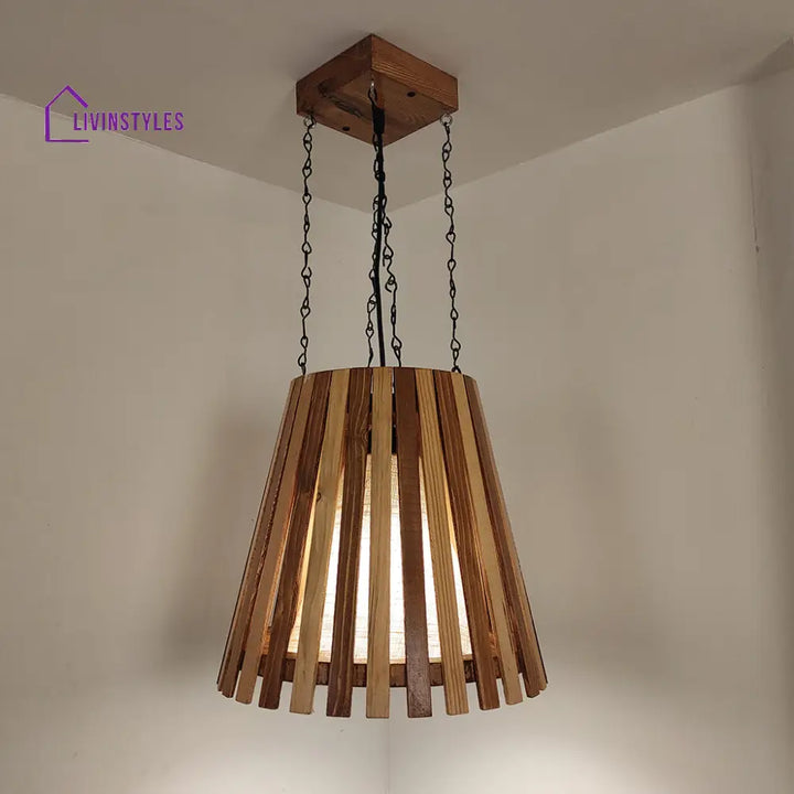 Soyuz Beige And Brown Wooden Single Hanging Lamp Lamps