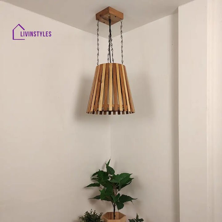 Soyuz Beige And Brown Wooden Single Hanging Lamp Lamps