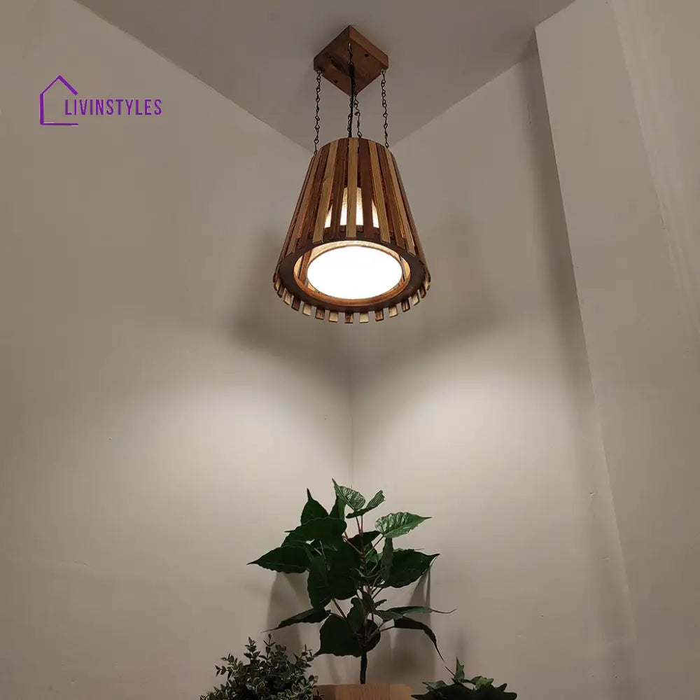 Soyuz Beige And Brown Wooden Single Hanging Lamp Lamps