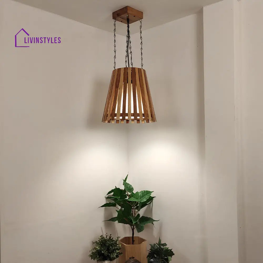 Soyuz Beige And Brown Wooden Single Hanging Lamp Lamps