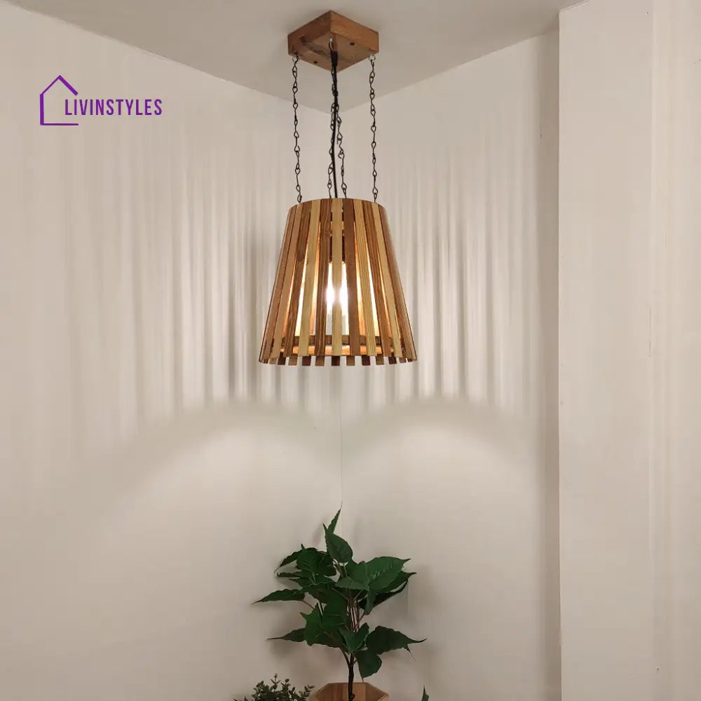 Soyuz Beige And Brown Wooden Single Hanging Lamp Lamps