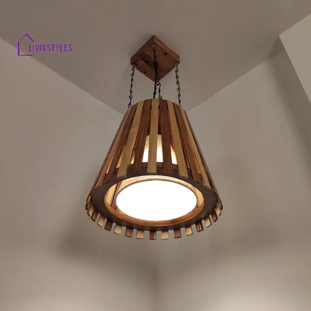 Soyuz Beige And Brown Wooden Single Hanging Lamp Lamps