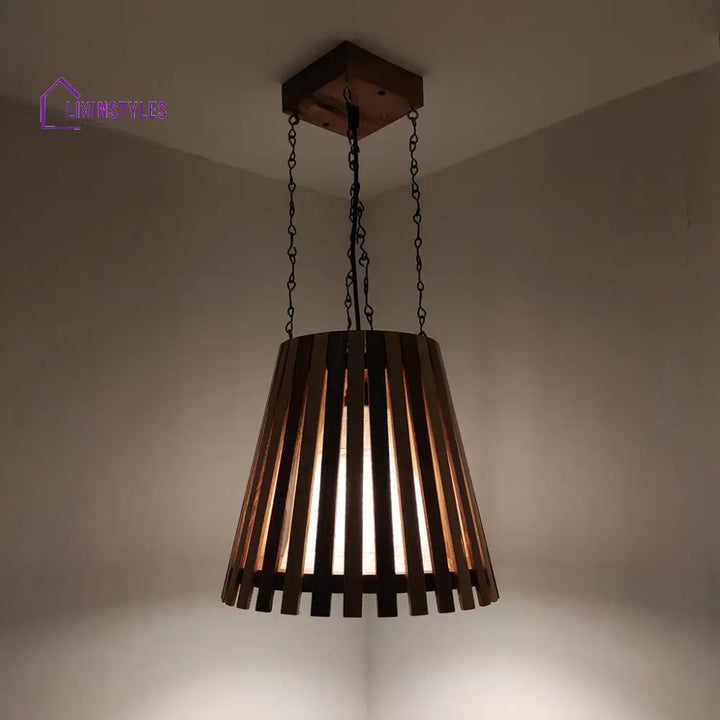 Soyuz Beige And Brown Wooden Single Hanging Lamp Lamps