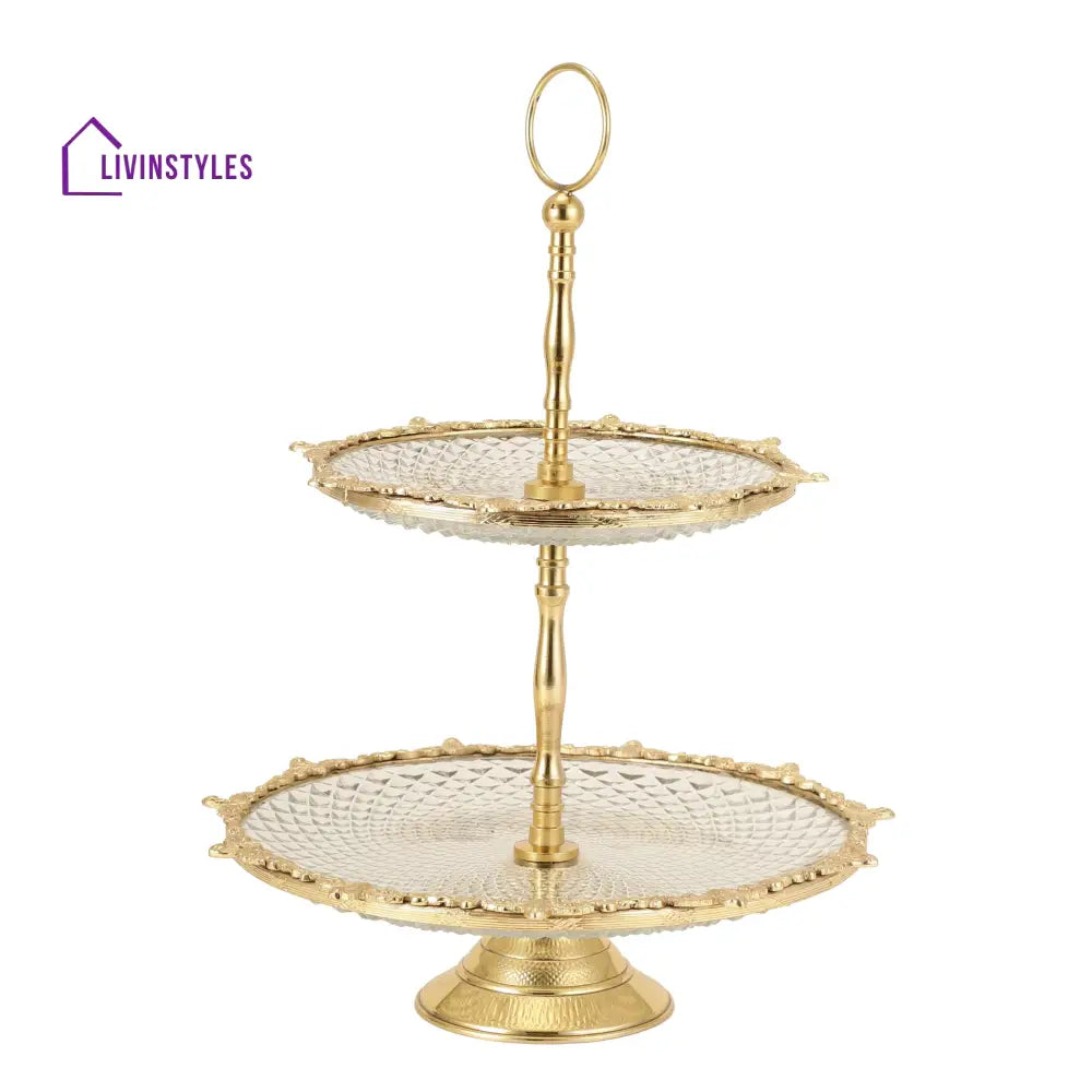 Spearhead Crystal Cake Stand In Gold Cake Stand