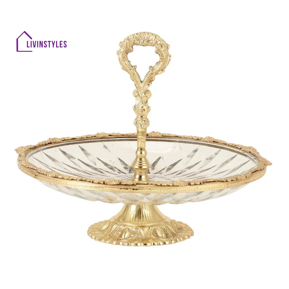 Spearhead Crystal Cake Stand In Gold Cake Stand