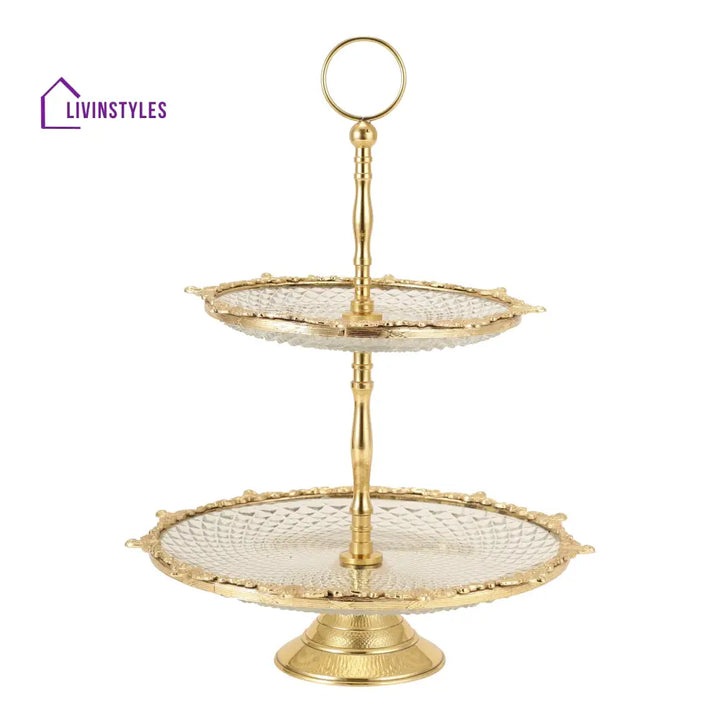 Spearhead Crystal Cake Stand In Gold Cake Stand