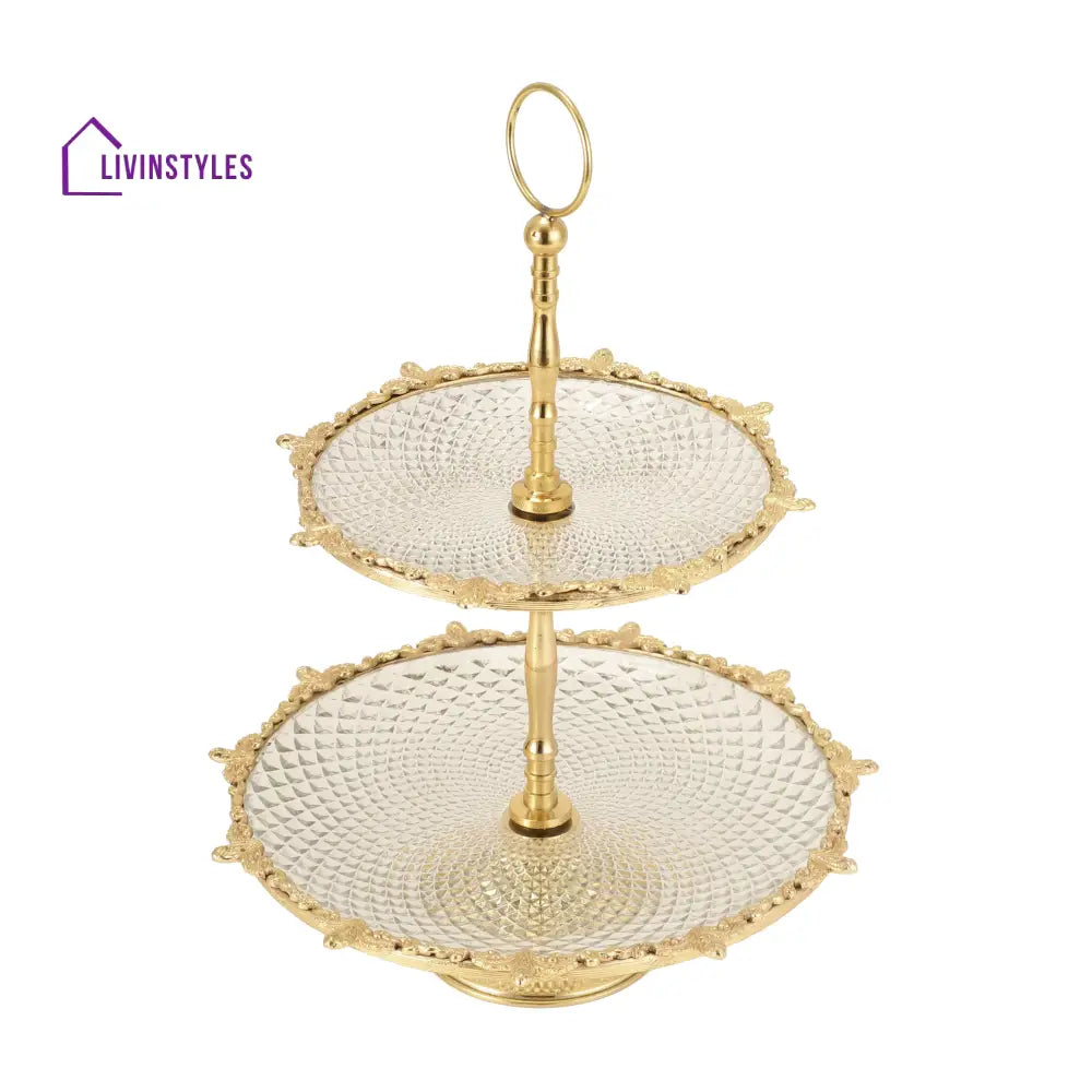 Spearhead Crystal Cake Stand In Gold Cake Stand