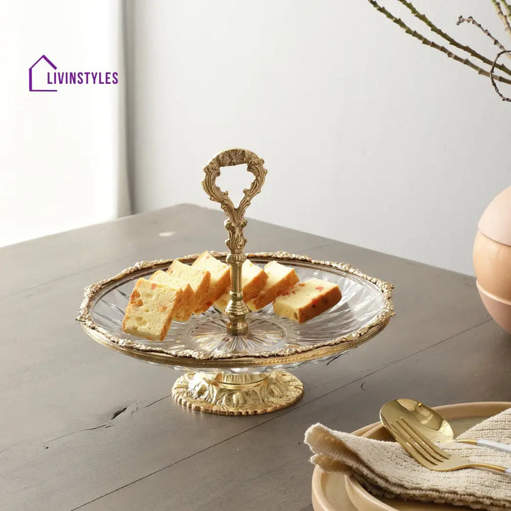 Spearhead Crystal Cake Stand In Gold Cake Stand