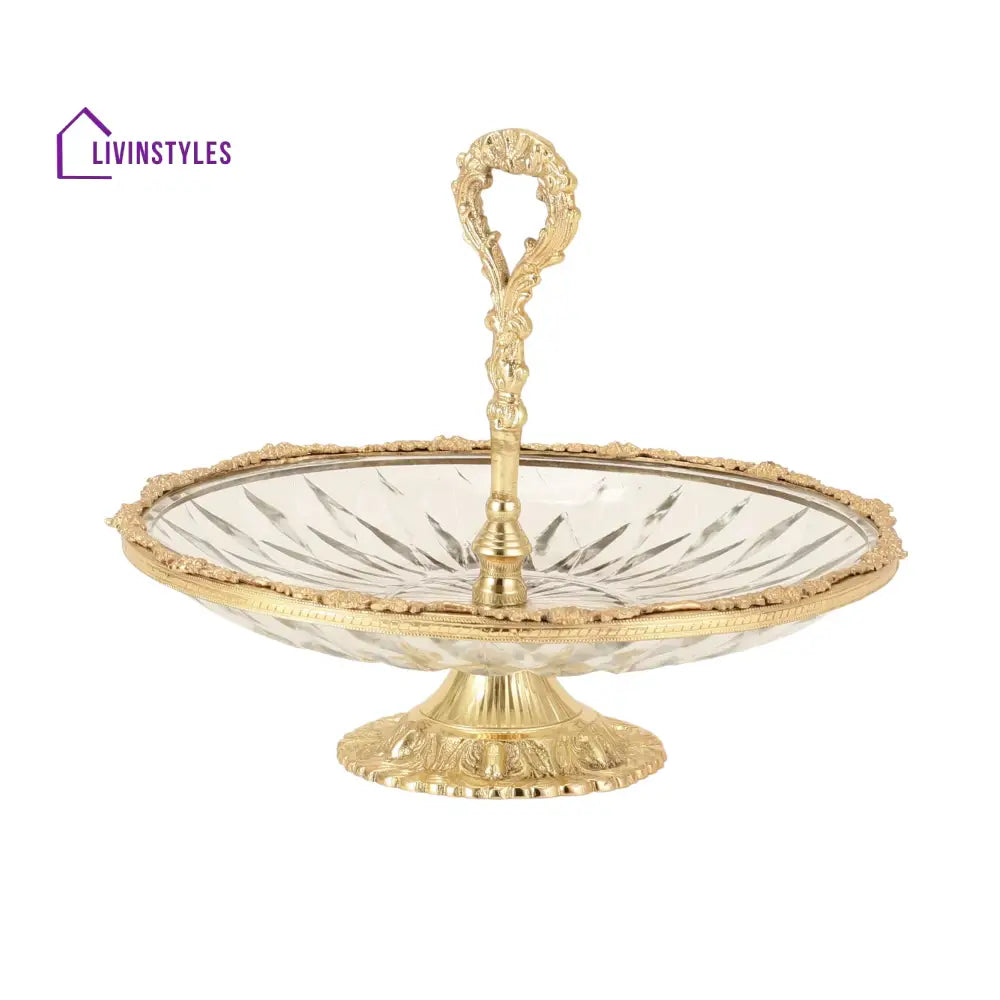 Spearhead Crystal Cake Stand In Gold Cake Stand