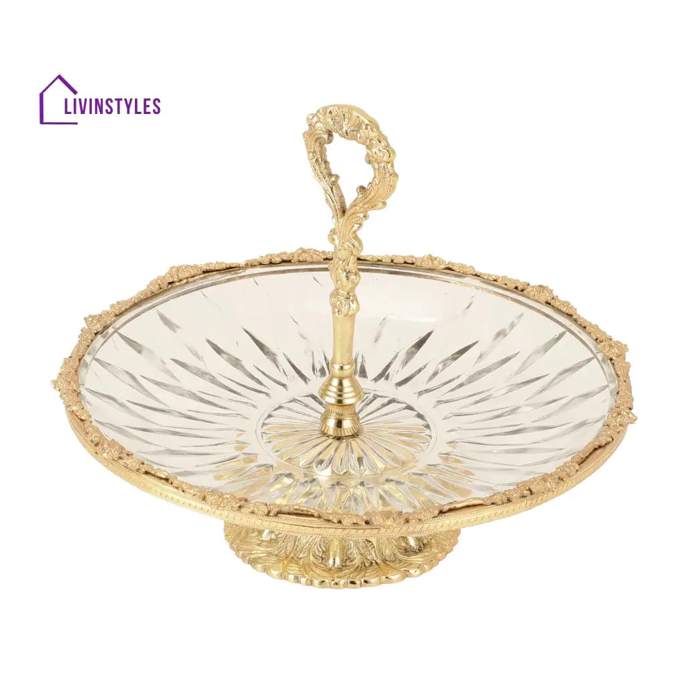 Spearhead Crystal Cake Stand In Gold Cake Stand