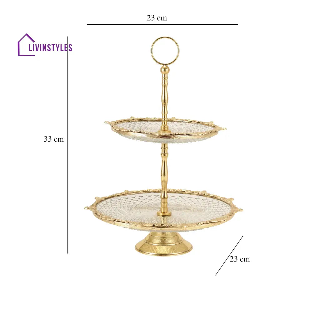 Spearhead Crystal Cake Stand In Gold Cake Stand