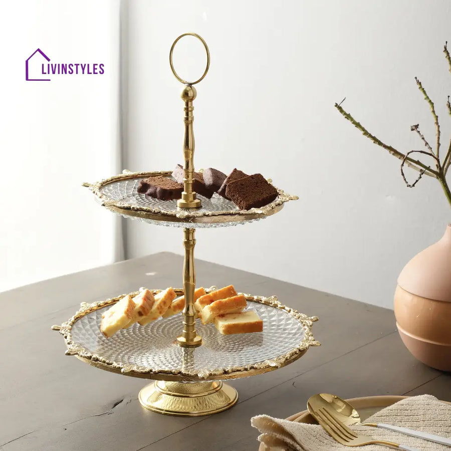 Spearhead Crystal Cake Stand In Gold Cake Stand