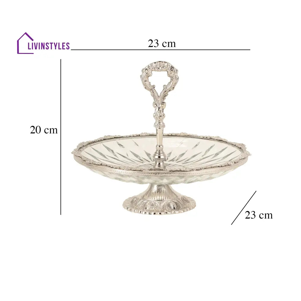 Spearhead Crystal Cake Stand In Silver Cake Stand