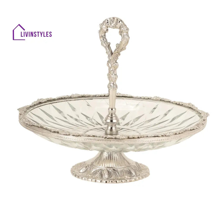 Spearhead Crystal Cake Stand In Silver Cake Stand