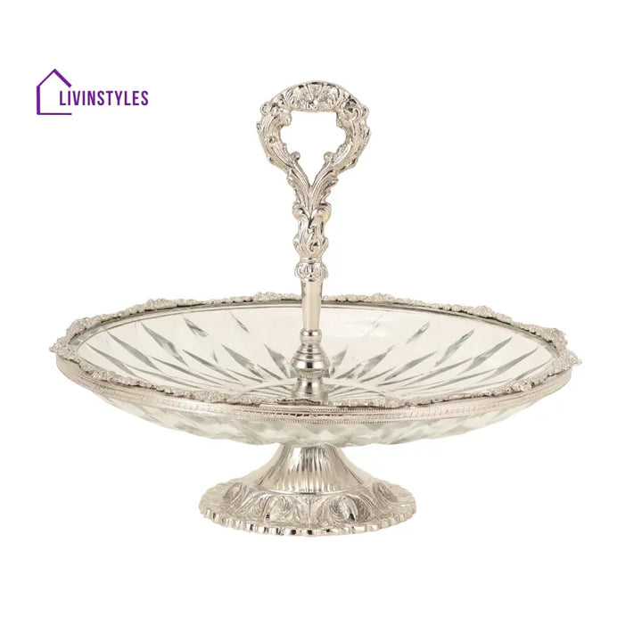 Spearhead Crystal Cake Stand In Silver Cake Stand