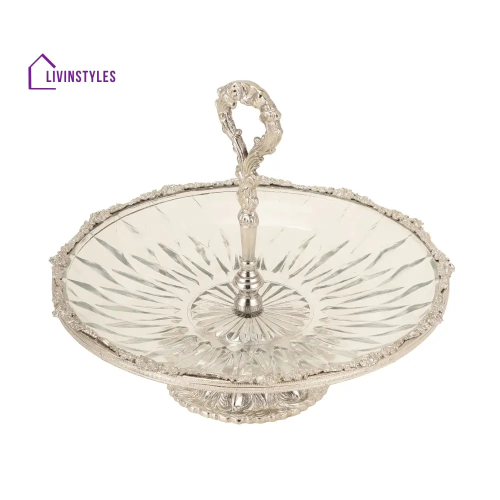 Spearhead Crystal Cake Stand In Silver Cake Stand