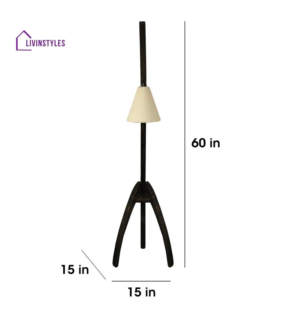 Species Wooden Floor Lamp With Brown Base And Jute Fabric Lampshade Lamps