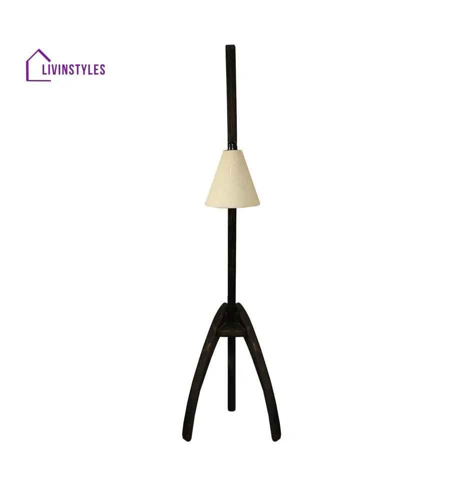 Species Wooden Floor Lamp With Brown Base And Jute Fabric Lampshade Lamps