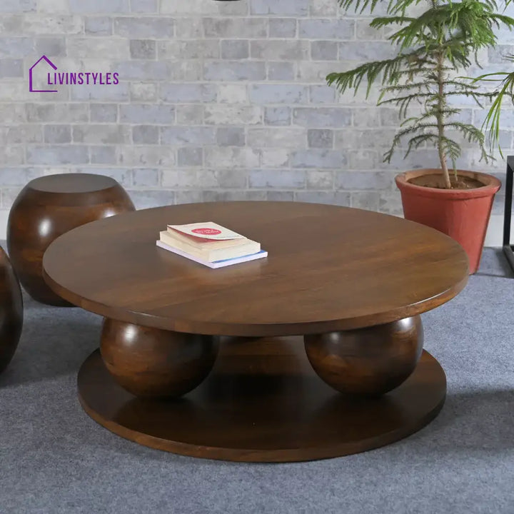 Spherica Solid Wood Contemporary Modern Round Center Table