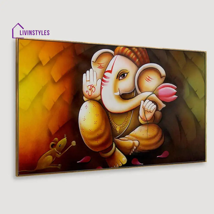 Spiritual Grace: Lord Ganesh Art Wall Painting