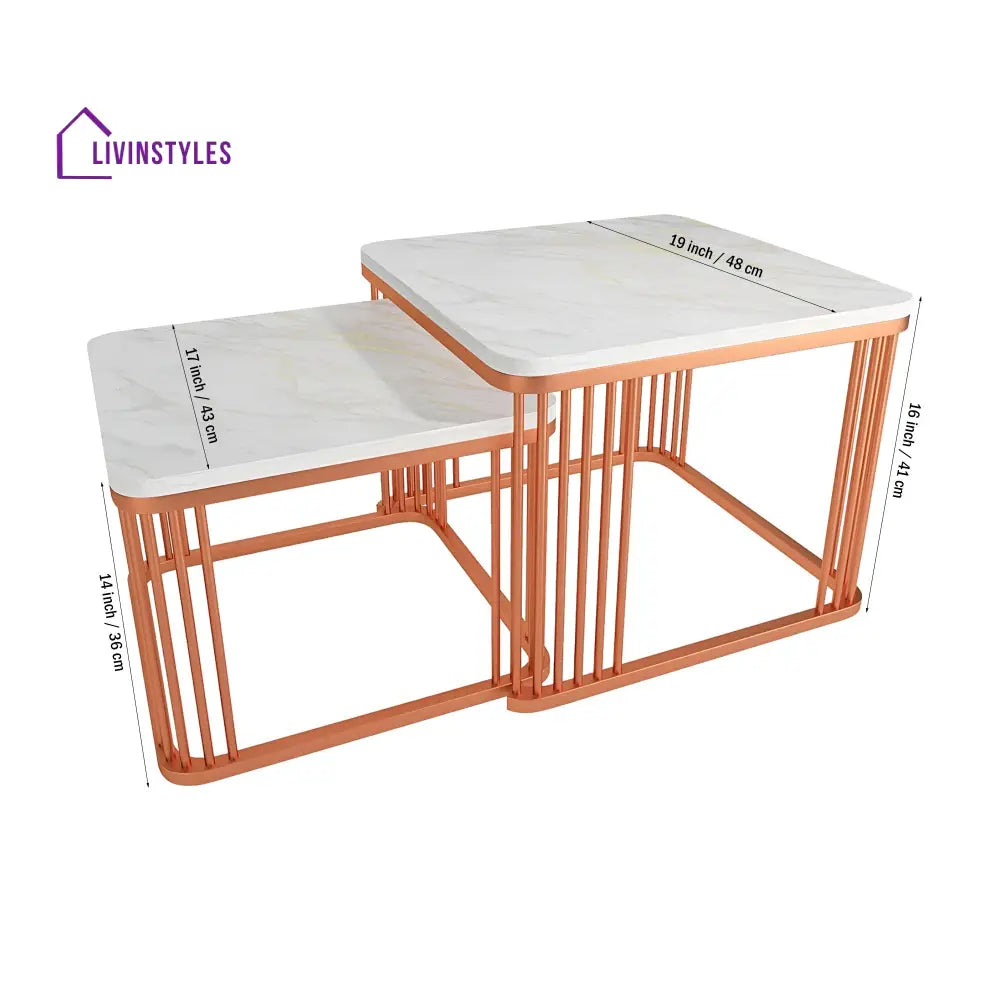 Square Copper Tethered Nesting Table Set of 2 Table