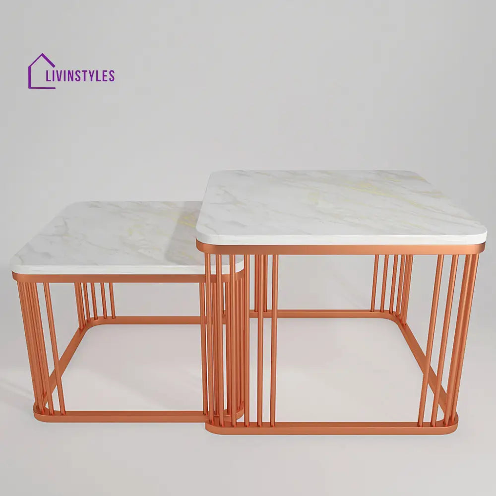 Square Copper Tethered Nesting Table Set of 2 Table