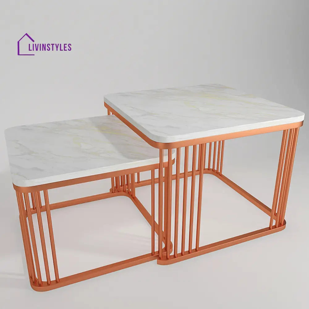 Square Copper Tethered Nesting Table Set of 2 Table