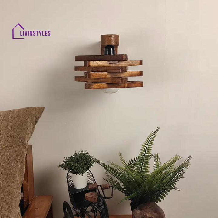 Star Brown Wooden Wall Light Lights