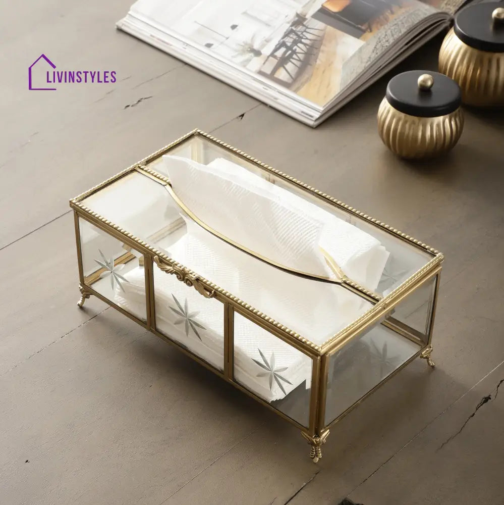 Starlight Glass And Brass Napkin Box Tissue Holders