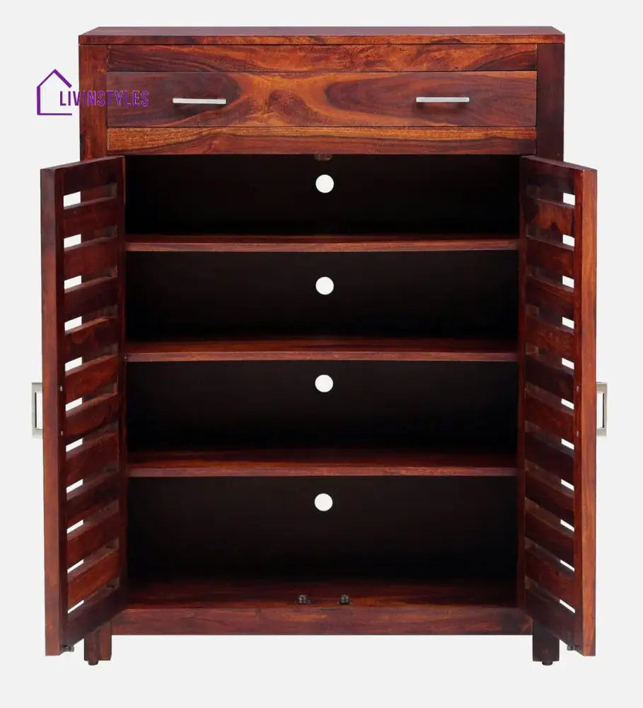 Stigen Sheesham Wood Shoe Cabinet In Honey Oak Finish