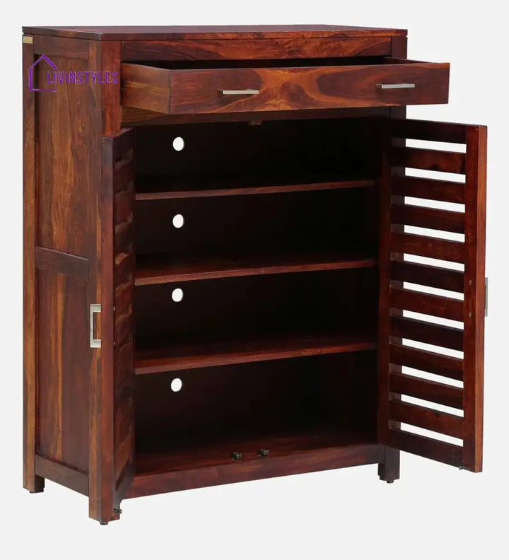 Stigen Sheesham Wood Shoe Cabinet In Honey Oak Finish