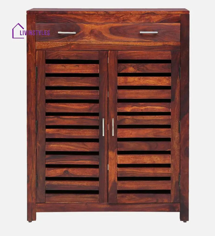 Stigen Sheesham Wood Shoe Cabinet In Honey Oak Finish