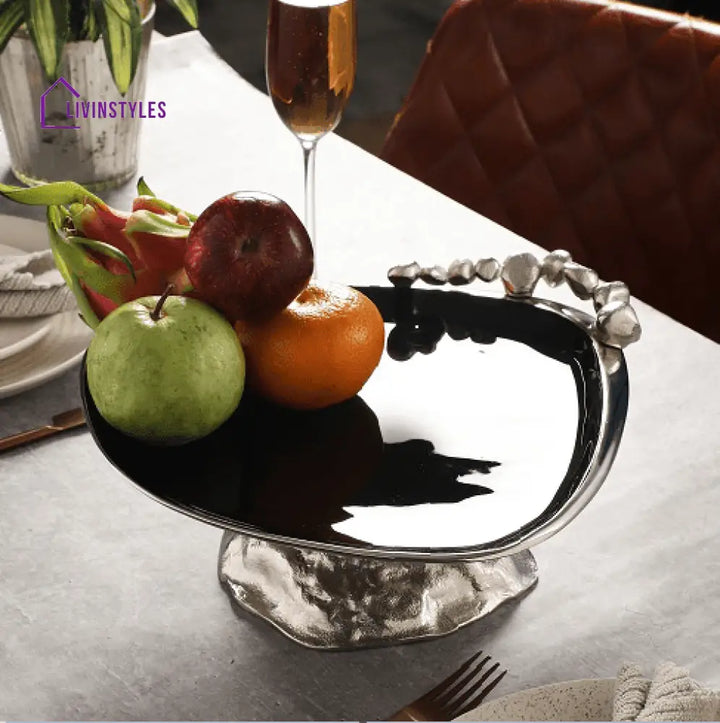 Stones Serving Ware Jet Black Enamle - Cake Stand