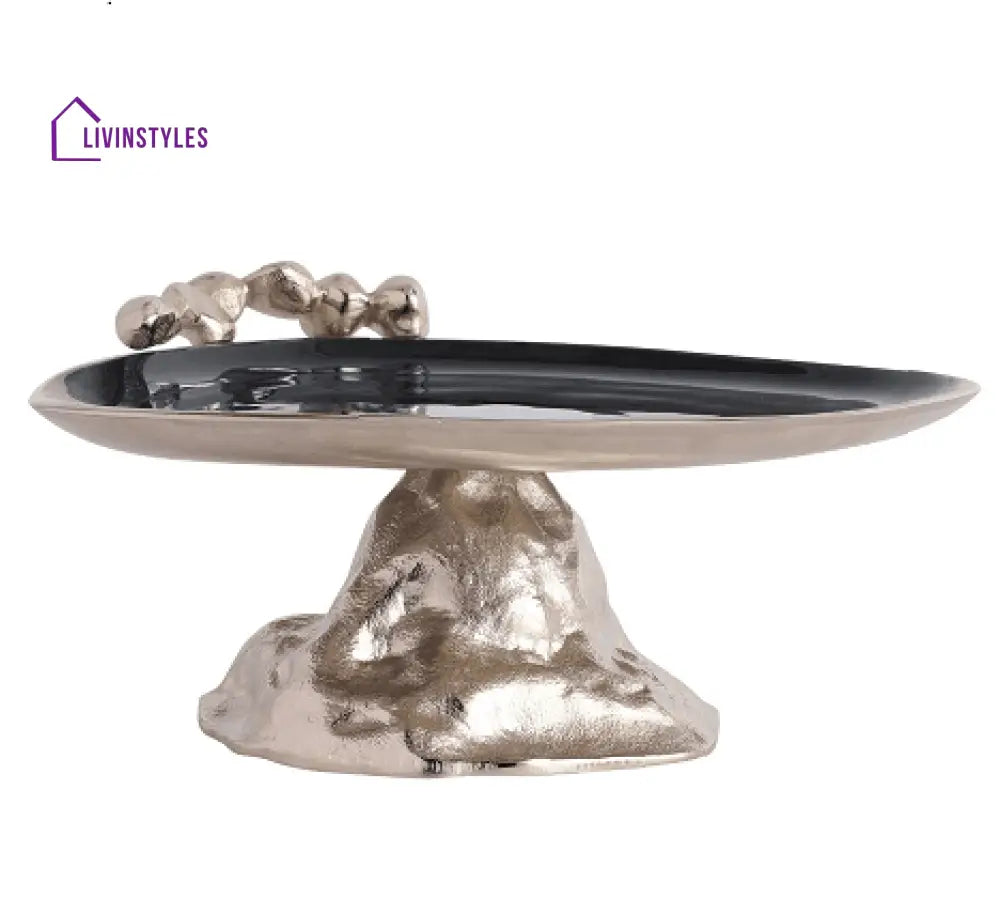 Stones Serving Ware Jet Black Enamle - Cake Stand