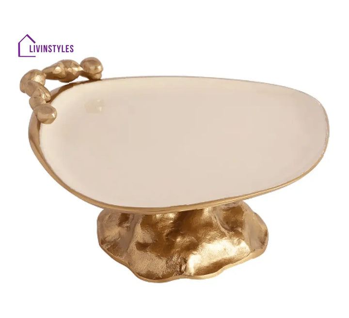 Stones Serving Ware Jet Ivory Enamle - Cake Stand