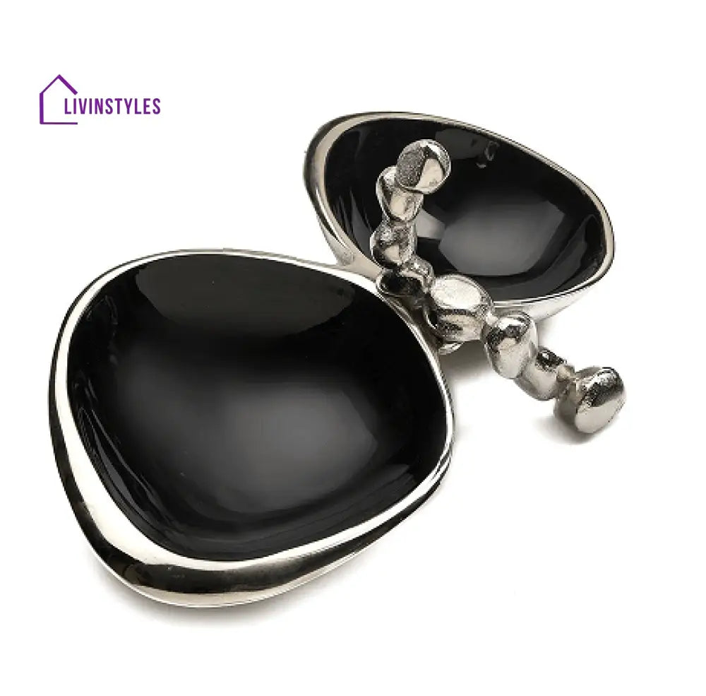 Stones Servingware Jet Black Enamle - Double Bowl Platter