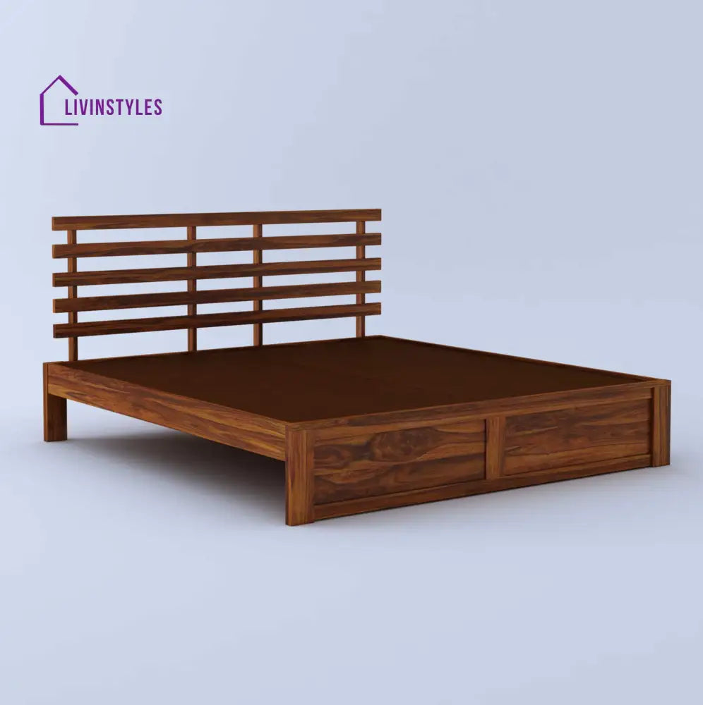 Strap Solid Sheesham Wood Bed With Four Drawer Storage - 1 Year Warranty