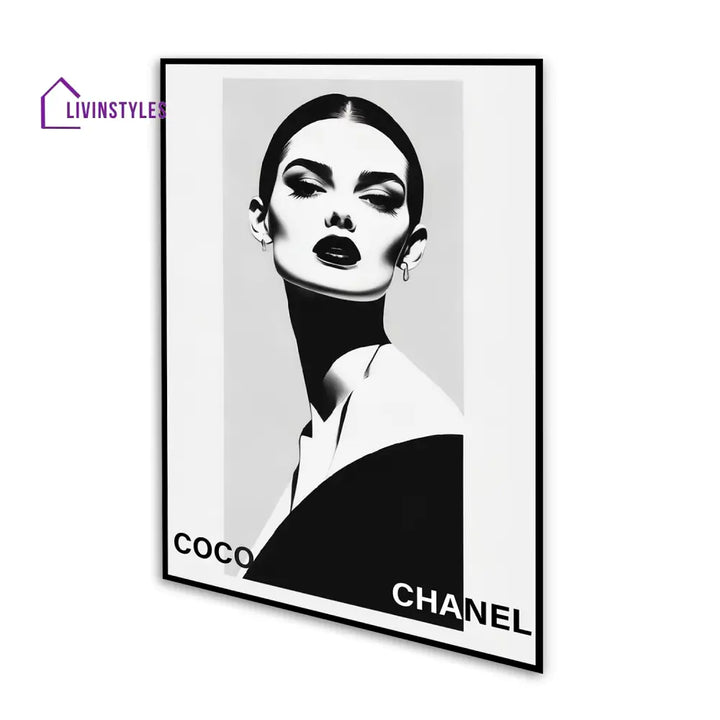 Striking Black Lips: Elegance Captured Canvas Wall Painting 24 X 36 Inch / Floating Frame