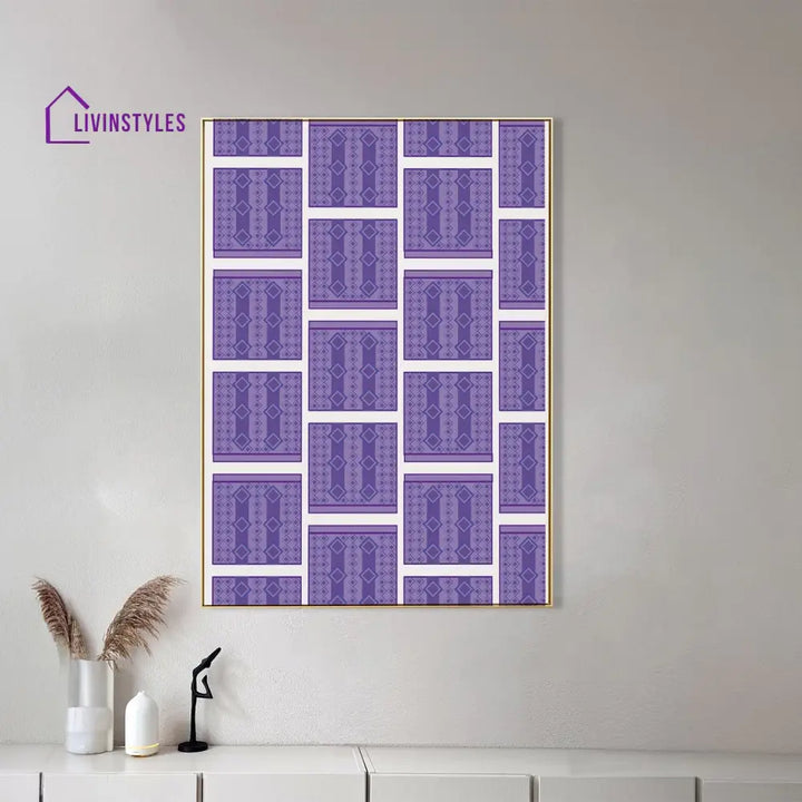 Striking Purple And White Art Canvas Wall Painting